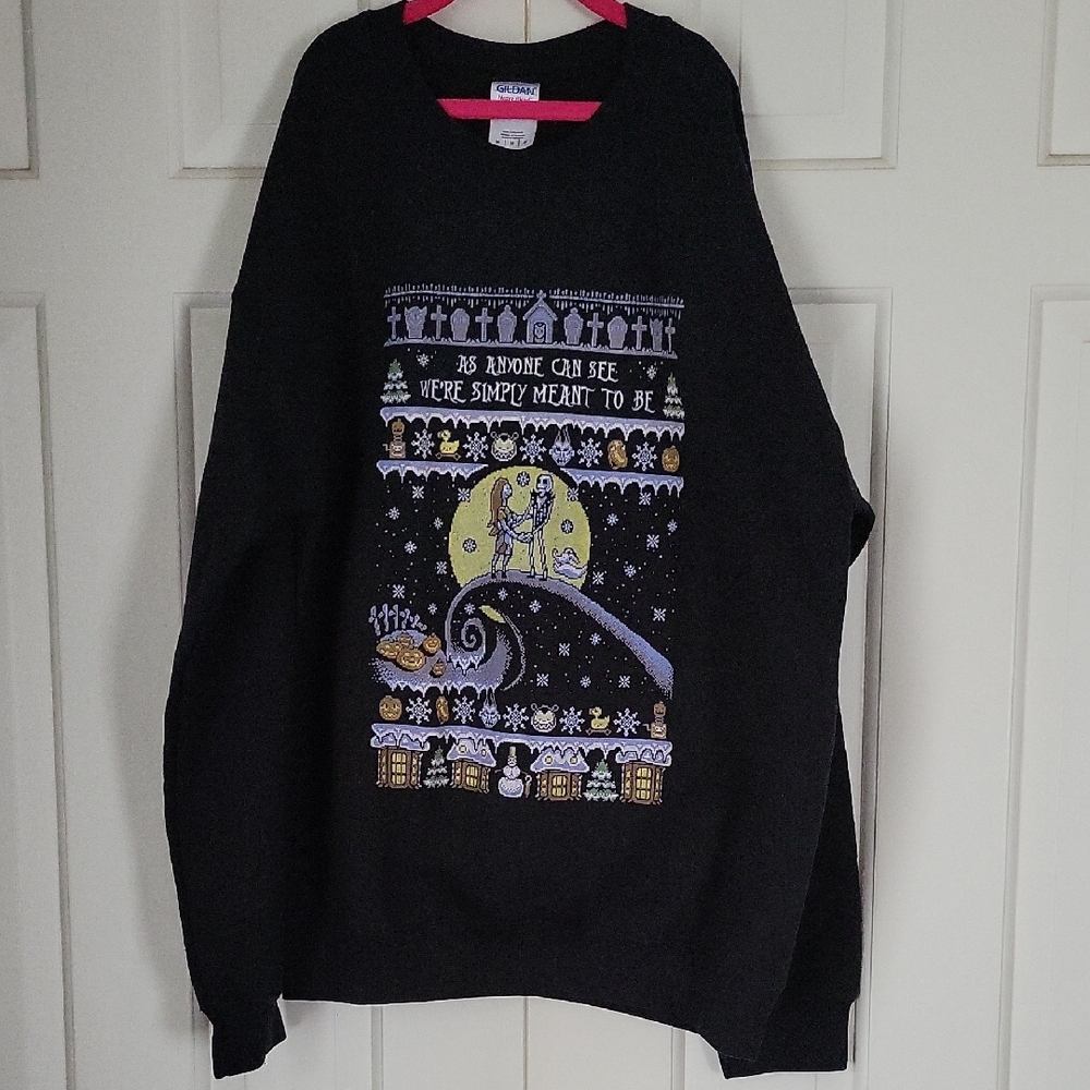 Nightmare Before Christmas Printed Black Sweatshirt Womens Sz M Halloween